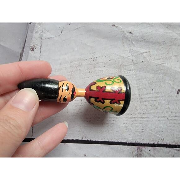 Vintage Hungarian Wooden Bottle Stoppers Hand Painted Wood With Cork READ - Picture 2 of 7